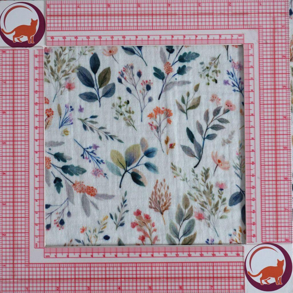 Musselin Double Gauze Zweige Grüntöne orange ecru